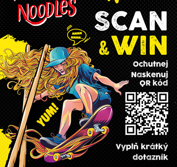 Ilustrace kampaně Fini Mini Noodles Scan & Win